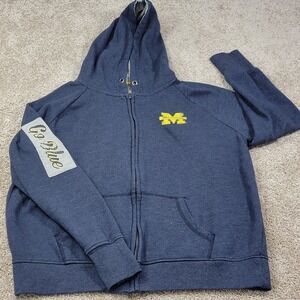 Colosseum Womens Michigan Wolverines NCAA Zip Up Hoodie Sweatshirt Navy Blue XL